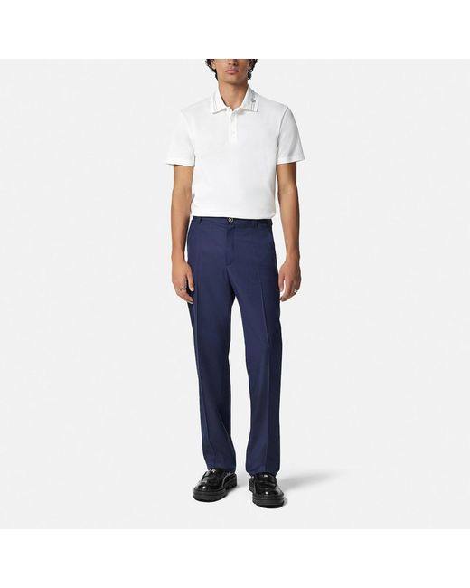 Versace White Polo Shirt With Medusa Embroidery for men