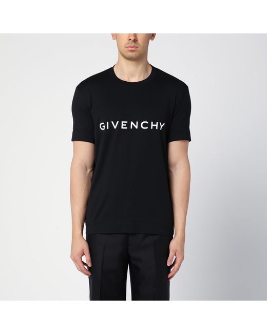 Givenchy Black Archetype Cotton T-shirt With Logo for men