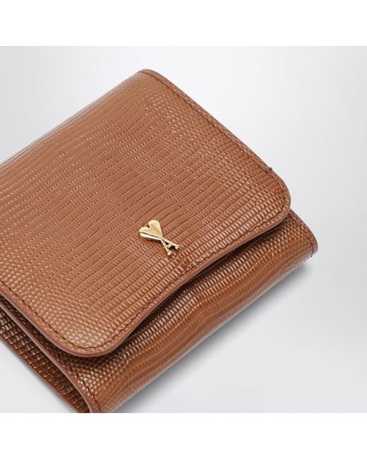 ami-paris-cognac-paris-paris-compact-leather-wallet-in-brown-lyst-uk