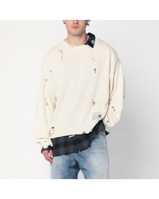 Maison Mihara Yasuhiro Natural Layered Sweater With Rips for men