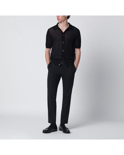 PT Torino Black Wool Blend Trousers for men