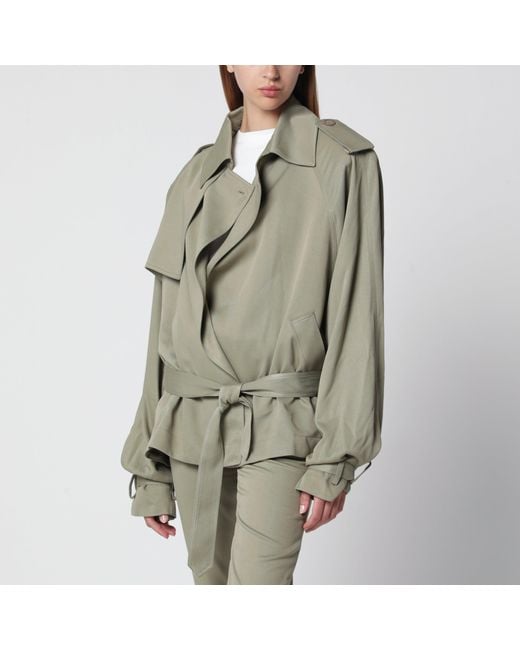 Frankie Shop Green Elva Short Fluid Trench Coat