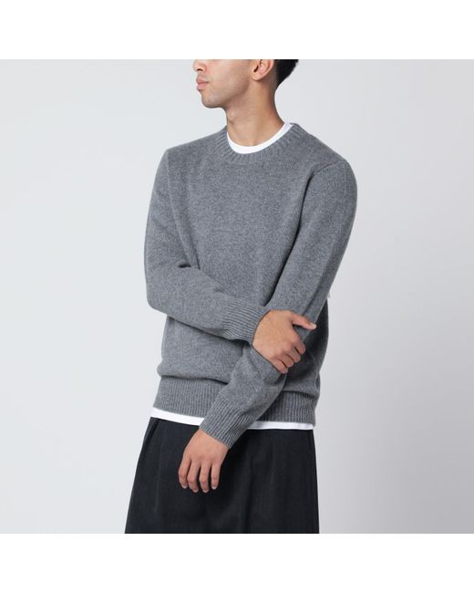 Soft Goat Gray Cashmere Crewneck Sweater for men