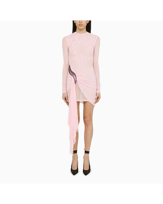 Mini abito in viscosa con drappeggio di David Koma in Pink