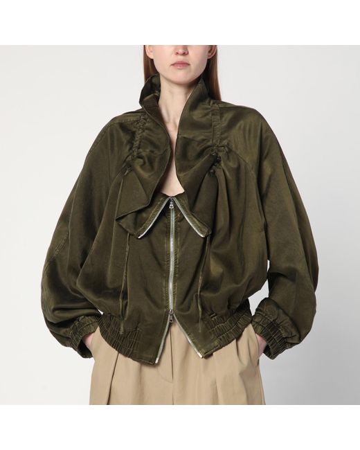 Dries Van Noten Green Lightweight Cocoon Zip Jacket