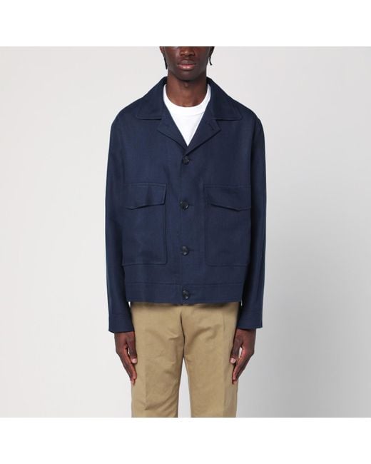 Tagliatore Blue Linen Jacket for men