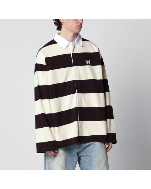 Balenciaga Blue Striped Jersey Polo Shirt for men