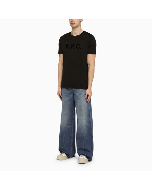 A.P.C. Logoed Black Crewneck T Shirt for men