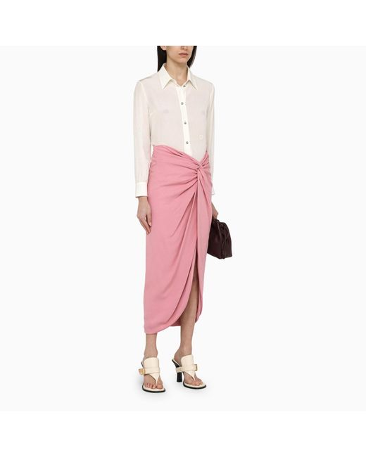 FEDERICA TOSI Pink Viscose Midi Skirt With Knot