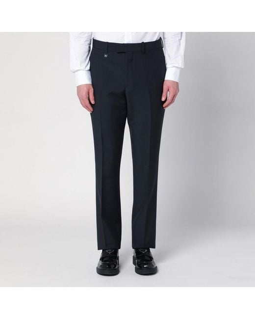 Pantalone classico navy in misto lana di Burberry in Blue da Uomo