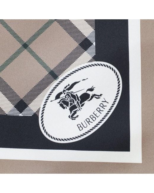Foulard in seta check chiaro di Burberry in Metallic