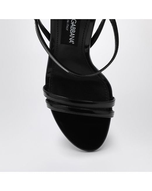Dolce & Gabbana White Black Polished Calf Leather Sandals