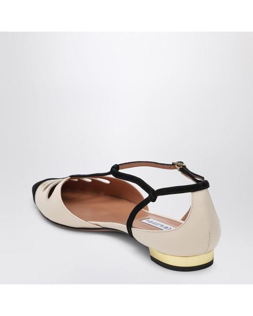 Ballerine Pointue Camille Couleur Lait Et Noir Aquazzura en coloris Brown