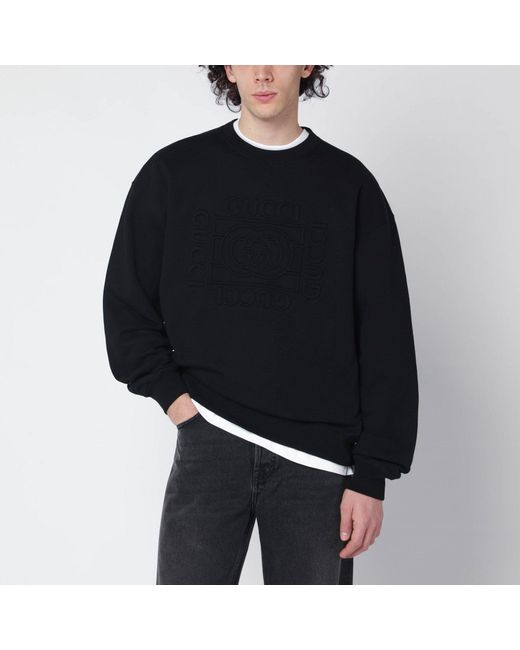 Gucci Black Brushed Cotton Jersey Sweatshirt for men