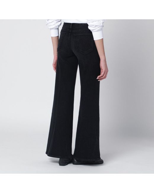 Mother Black Flared Spiked Hair Jeans