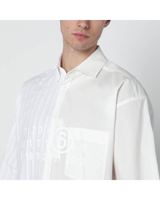 MM6 by Maison Margiela White Two-Tone Cotton Poplin Shirt for men