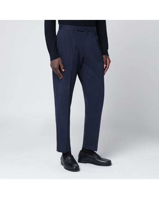 Santaniello Blue Cotton And Cashmere Trousers