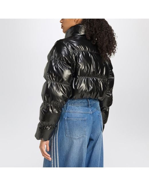 Adidas Originals Black Shiny Convertible Cropped Puffer Jacket