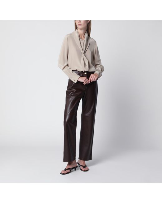 Max Mara Brown Lamb Nappa Leather Trousers