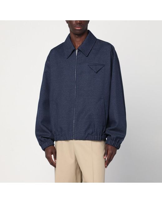 Bottega Veneta Blue Indigo Zipped Wool Jacket for men