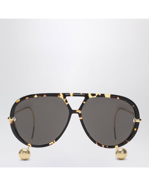 Bottega Veneta Gray Aviator Drop Sunglasses Havana