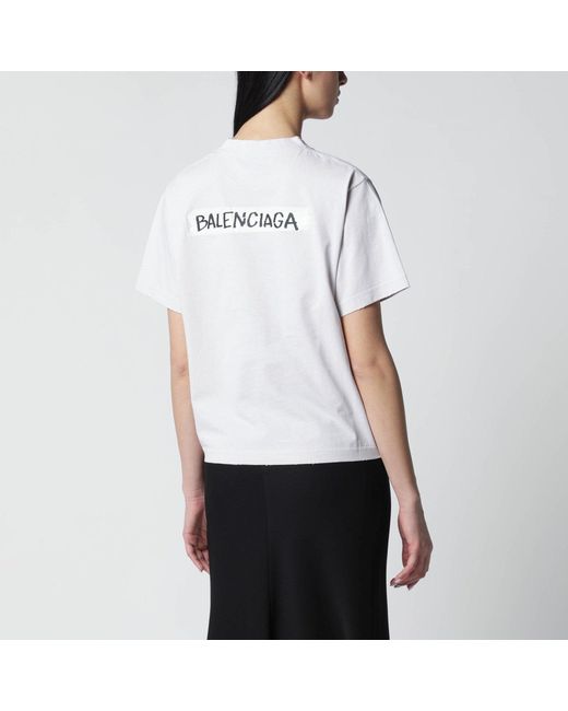 Balenciaga White Logo-Print Relaxed-Fit Cotton T-Shirt
