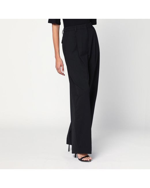 Thelatest Black Wide-Leg Wool Blend Trousers