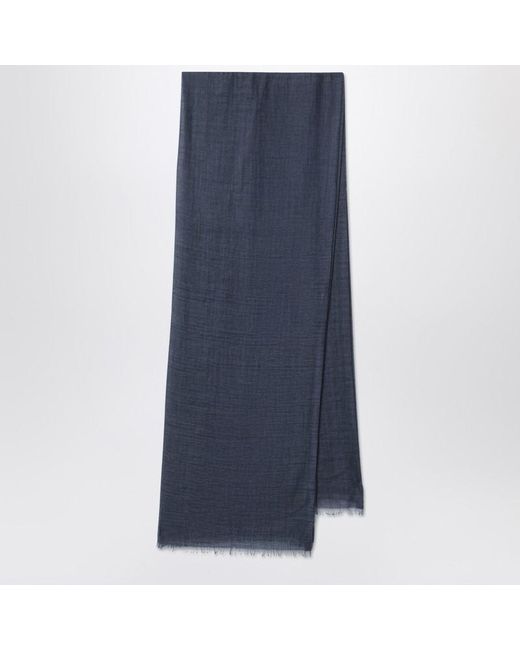 Sciarpa brina in cashmere e seta di Loro Piana in Blue