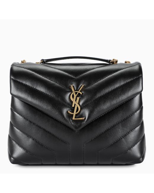 Saint Laurent Black/gold Small Ysl Loulou Bag