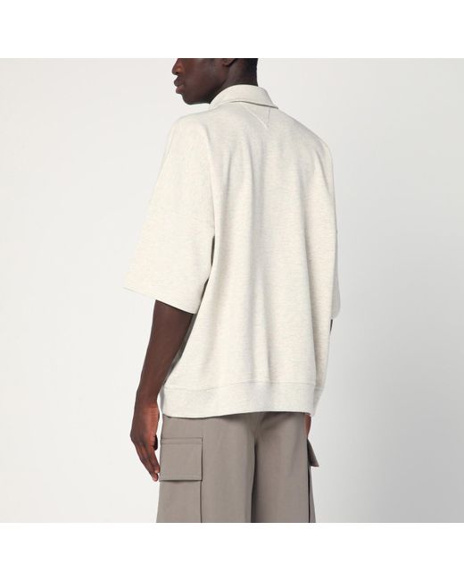 Bottega Veneta Natural Sea Salt Mélange Cotton Polo for men