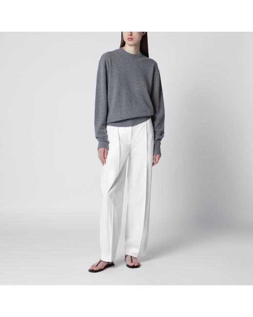 Totême White Single-Pleat Organic Cotton Trousers