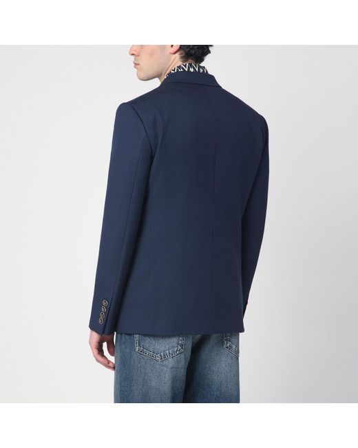 Valentino Blue Single-breasted Wool Jacket for men