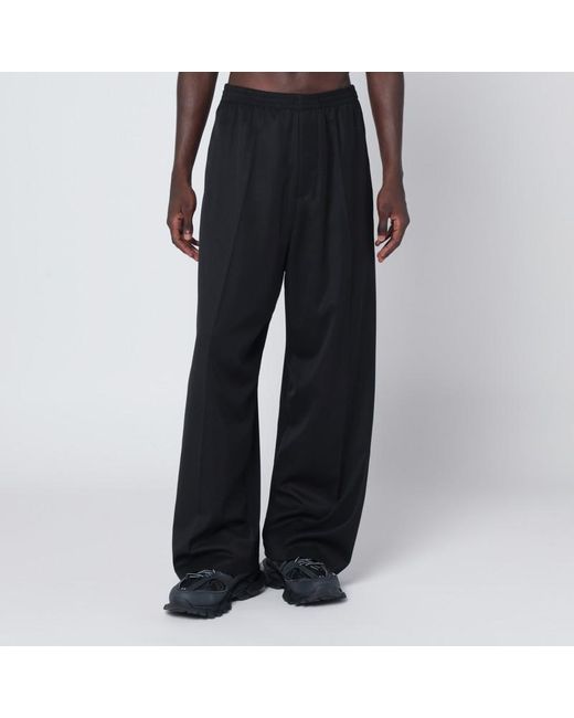 Balenciaga Black Wide Wool Trousers for men