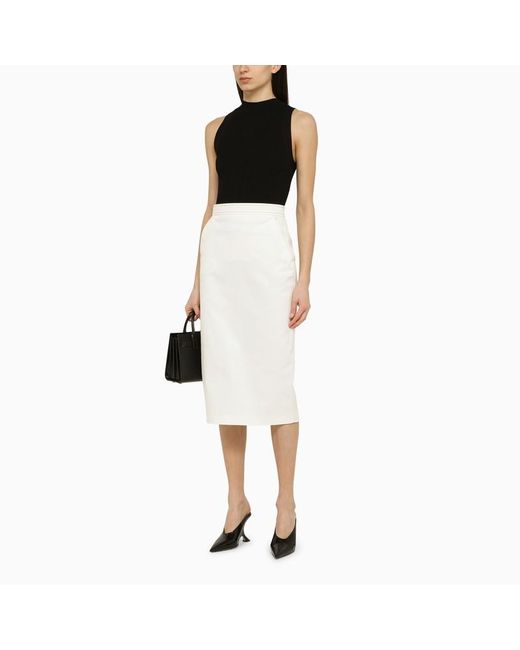 Gonna midi bianca in cotone di Max Mara in White