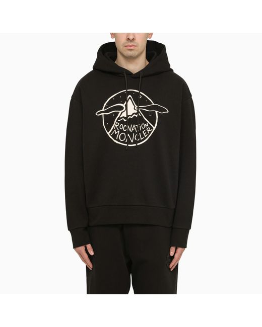 MONCLER X ROC NATION Black Hoodie With Logo for men