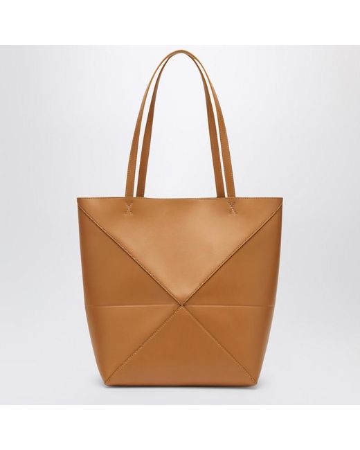 Borsa puzzle fold tote media color deserto di Loewe in Brown