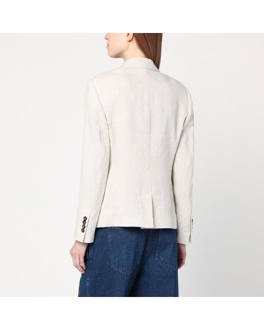Giacca beige in lino di Brunello Cucinelli in White