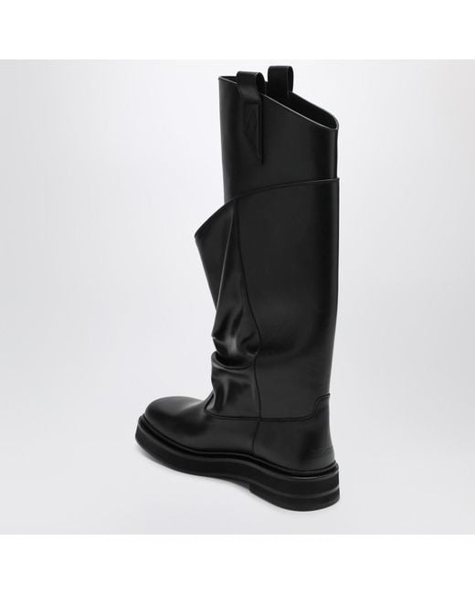 The Attico Black Leather La Passeggiata Boots