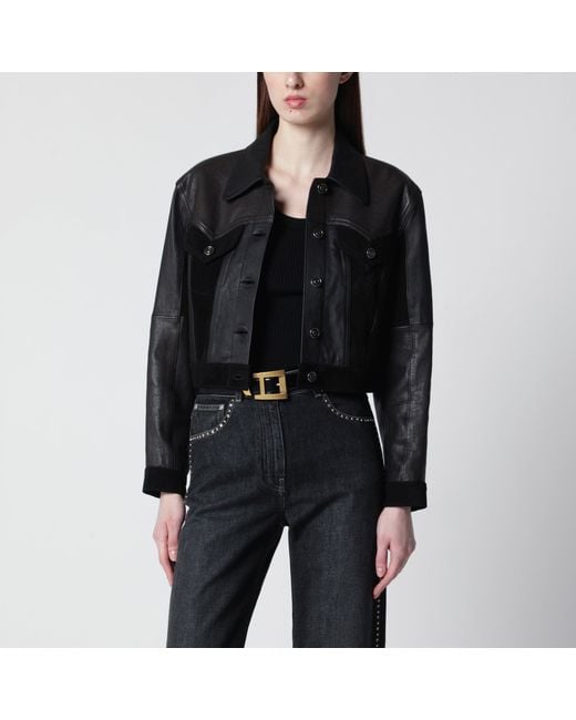 Versace Black Slim Leather Blouson
