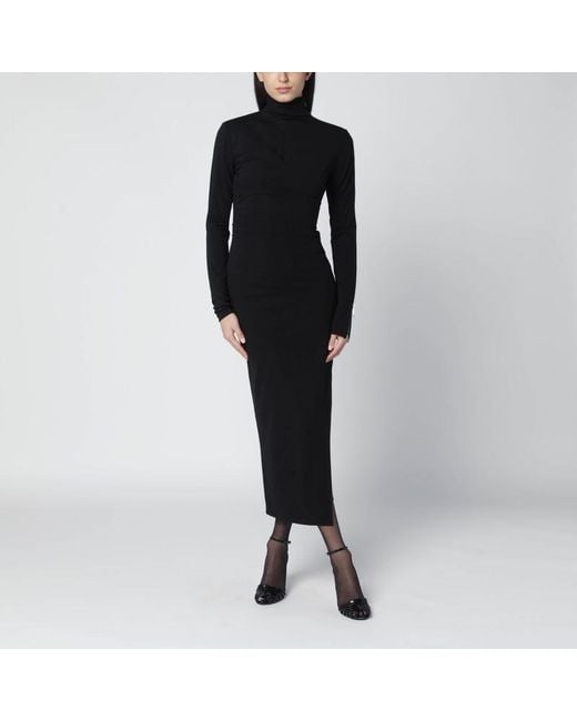 The Attico Black Turtleneck Dress With Zip Detail