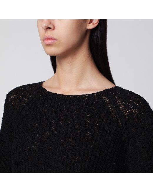 DUNST Black Loose-Knit Cotton-Blend Top