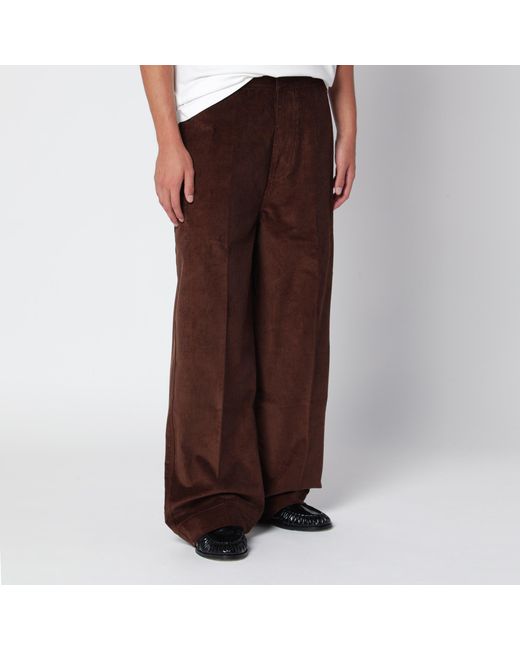 AMI Brown Chocolate Corduroy Trousers for men