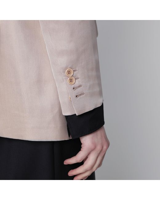 Max Mara Natural Oversized Linen And Organza Blazer
