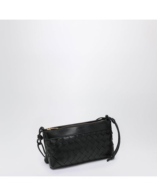 Bottega Veneta Black Double Patch Leather And Intrecciato Bag