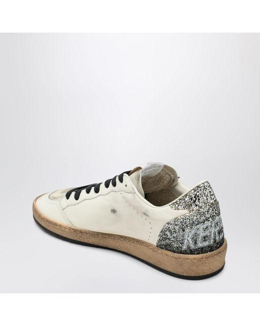 Golden Goose Deluxe Brand White Ballstar Sneaker With Glitter