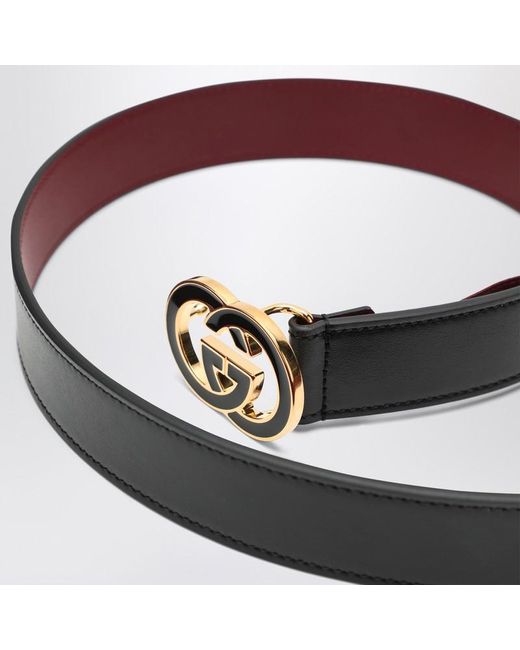 Cintura con fibbia incrocio gg nera di Gucci in Brown