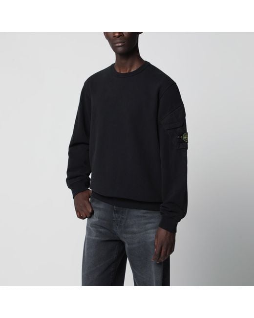 Stone Island Black Cotton Crewneck Sweatshirt for men