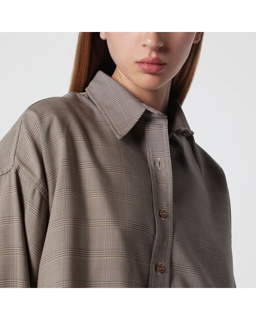 Frankie Shop Gray Arlen Boxy Cropped Checked Shirt