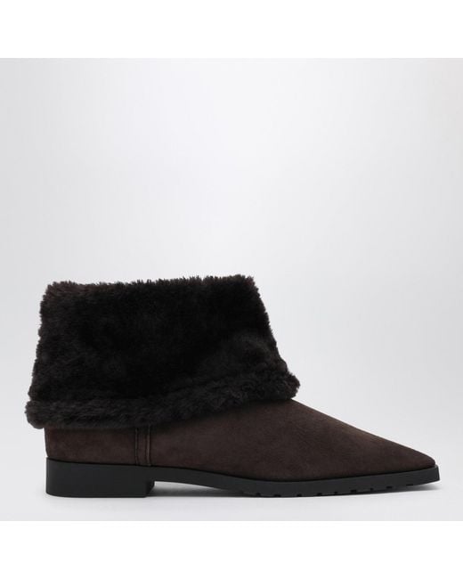 Totême Black Suede And Shearling Ankle Boots