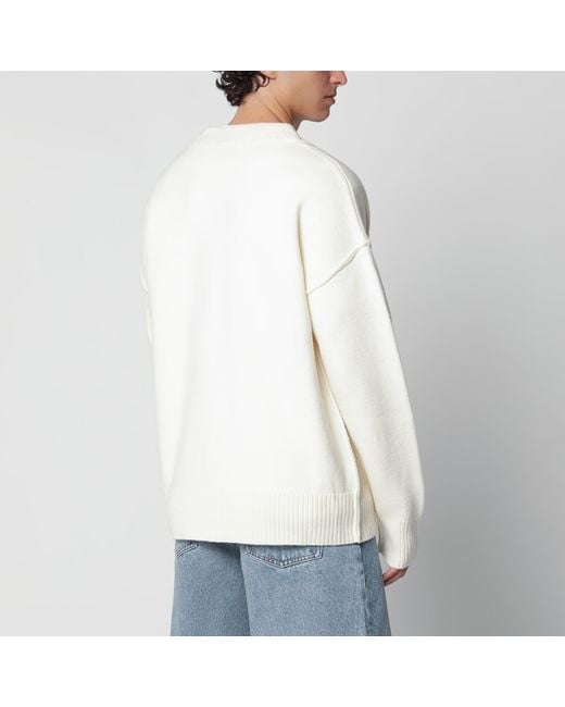 AMI Natural Ami De Coeur Wool Cardigan for men